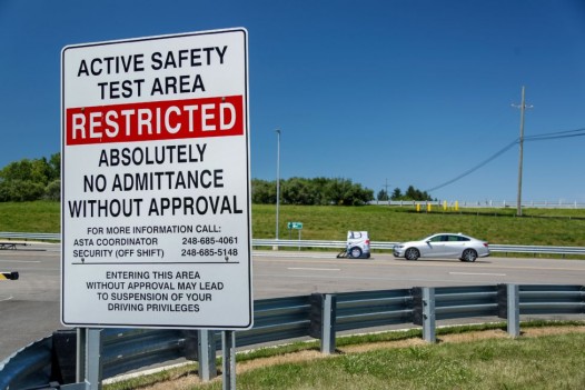 gm-active-safety-test-area-restricted-sign