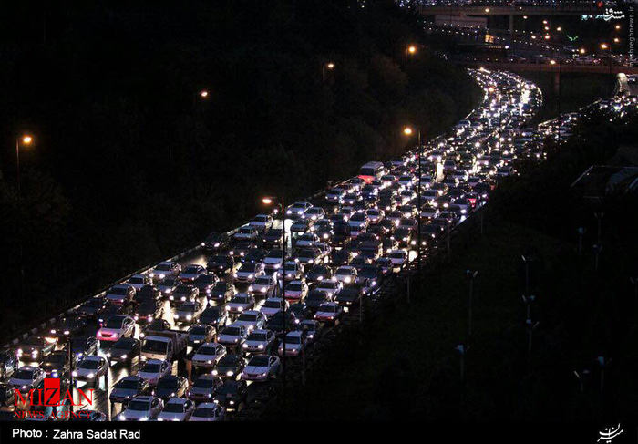 عکس ترافیک تهران در شب